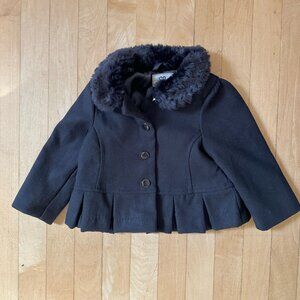 NWT Gymboree girl HOLIDAY black faux fur WINTER dress coat 12-24 months